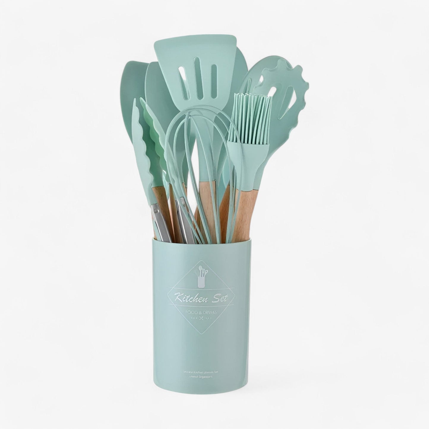 home & garden : Set van 12 Keukenhulpmiddelen in Silicone - Zwart 12Stuks in Munt 12Stuks van Pantino